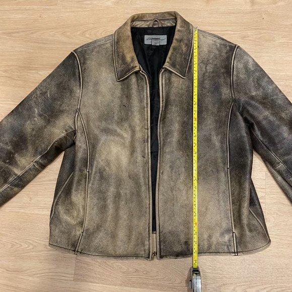 Eddie Bauer Genuine Distressed Brown Leather Jacket - Picture 7 of 8